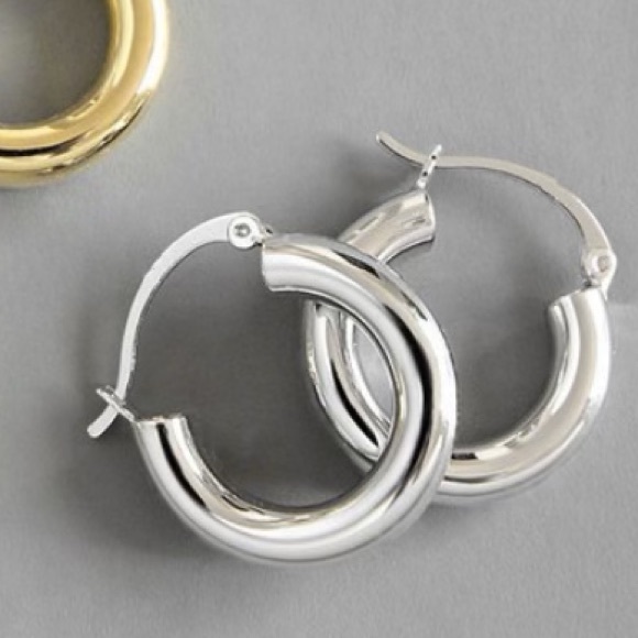 🔘Insta small hoop sterling silver earrings - Picture 4 of 6